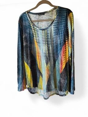 David Cline Multicolor Long-Sleeve Scoop Neck Top